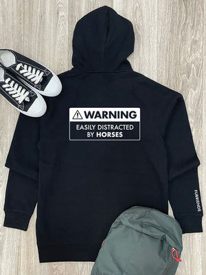 Warning Sign! Easily Distracted By Horses Zip Front Hoodie