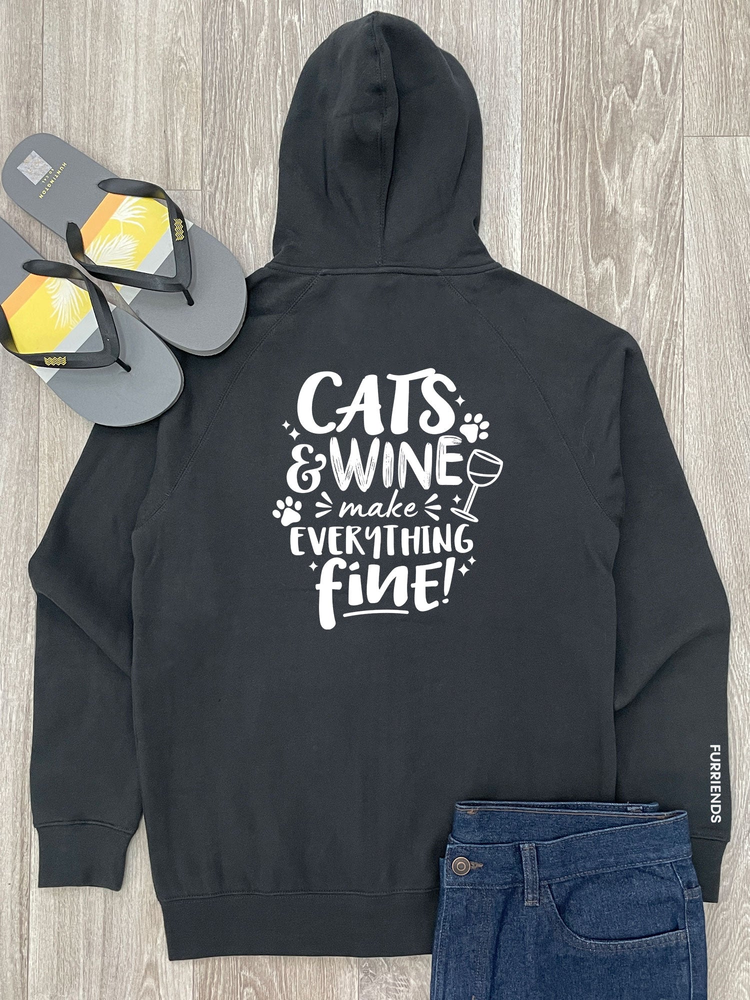 Cats & Wine Make Everything Fine Zip Front Hoodie