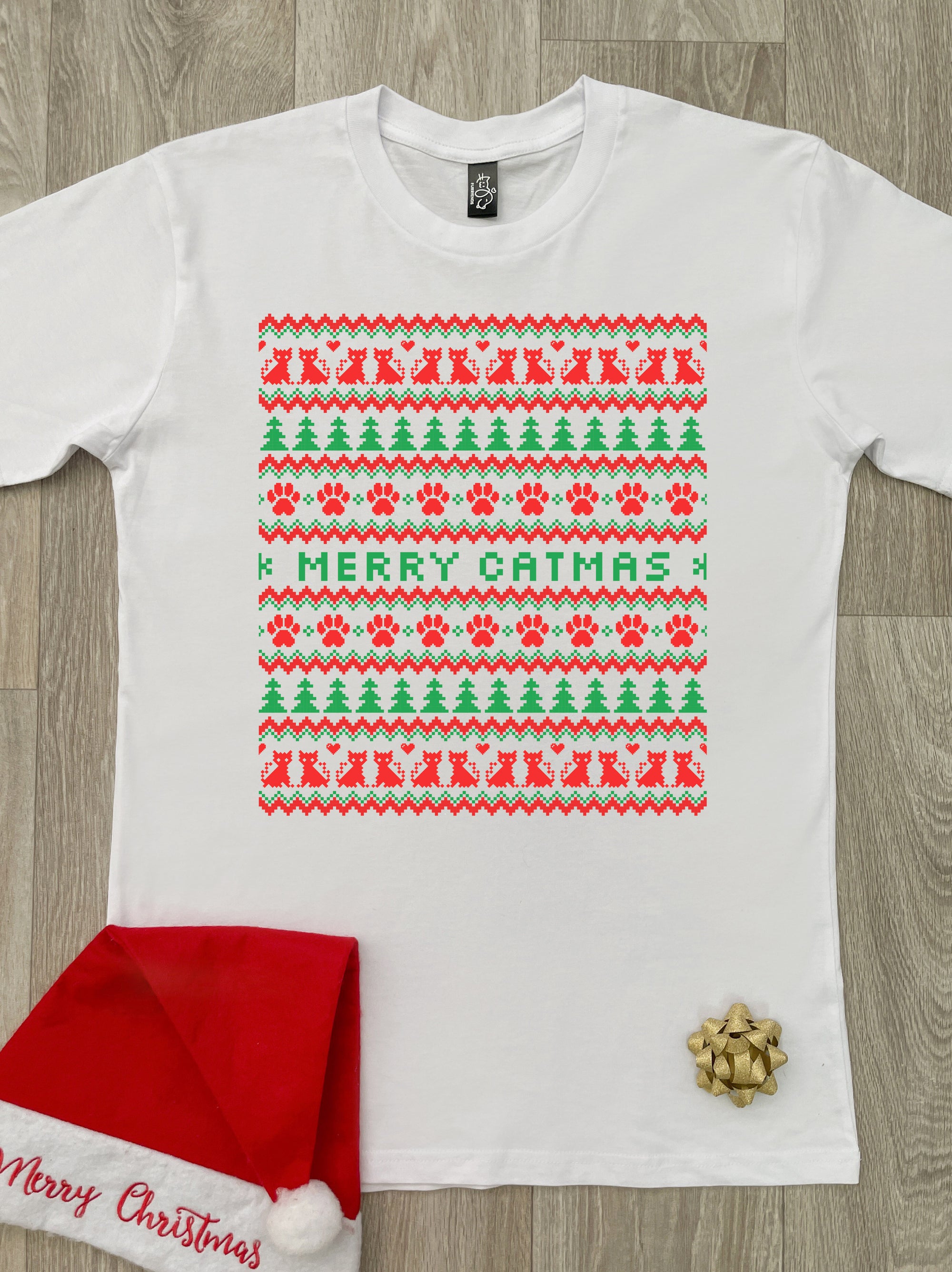 Merry Catmas Ugly Sweater Essential Unisex Tee