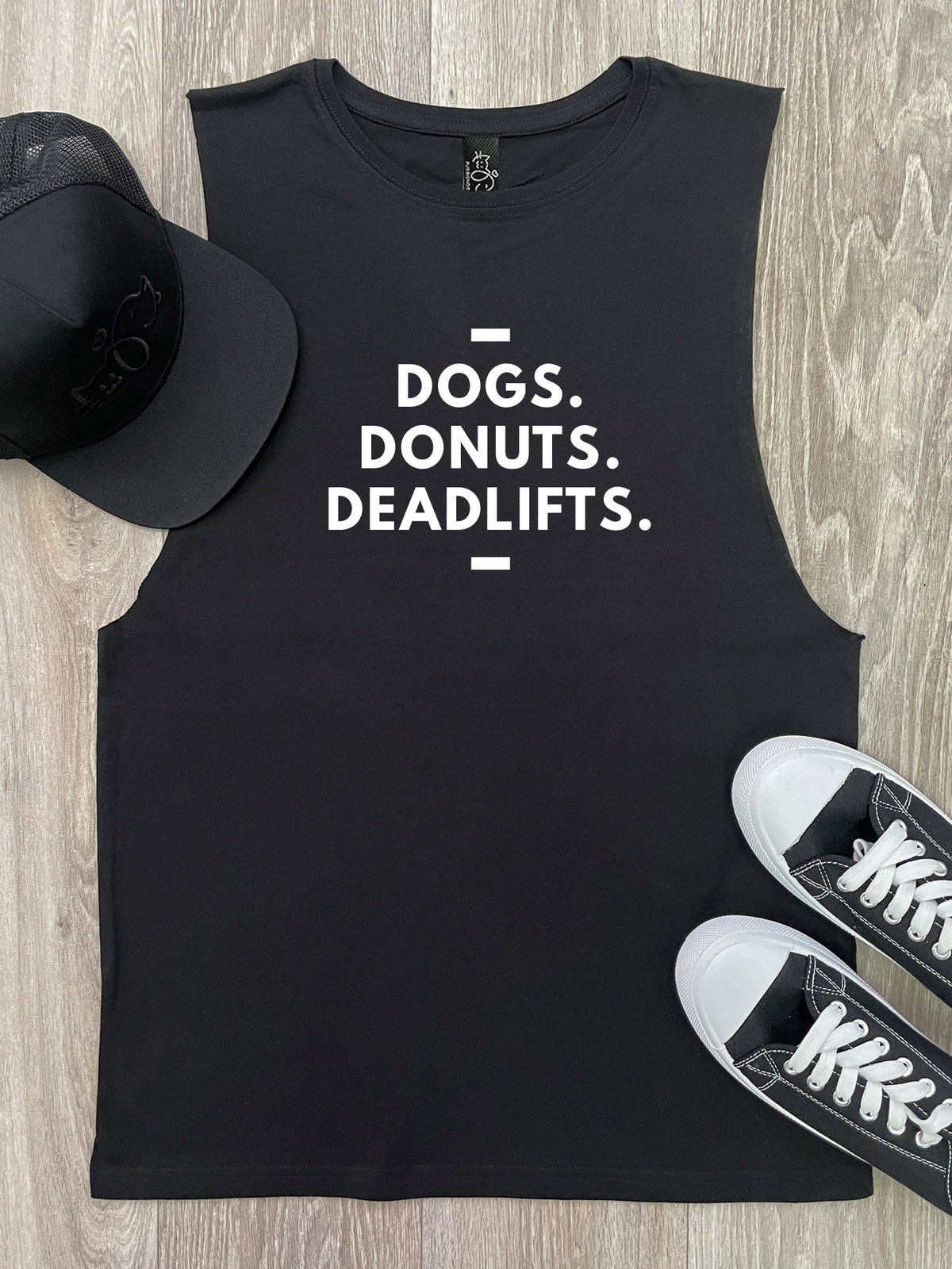 Dogs. Donuts. Deadlifts. Axel Drop Armhole Muscle Tank