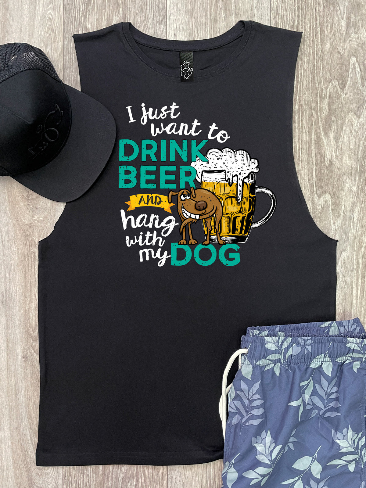 Drink Beer &amp; Hang With My Dog Axel Drop Armhole Muscle Tank