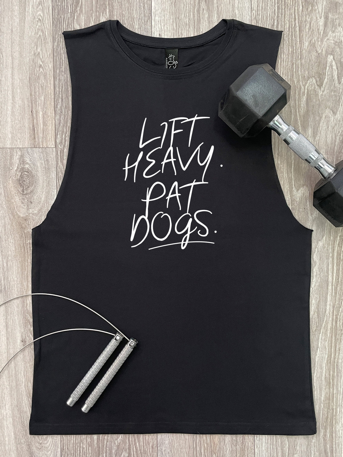 Lift Heavy. Pat Dogs. Axel Drop Armhole Muscle Tank