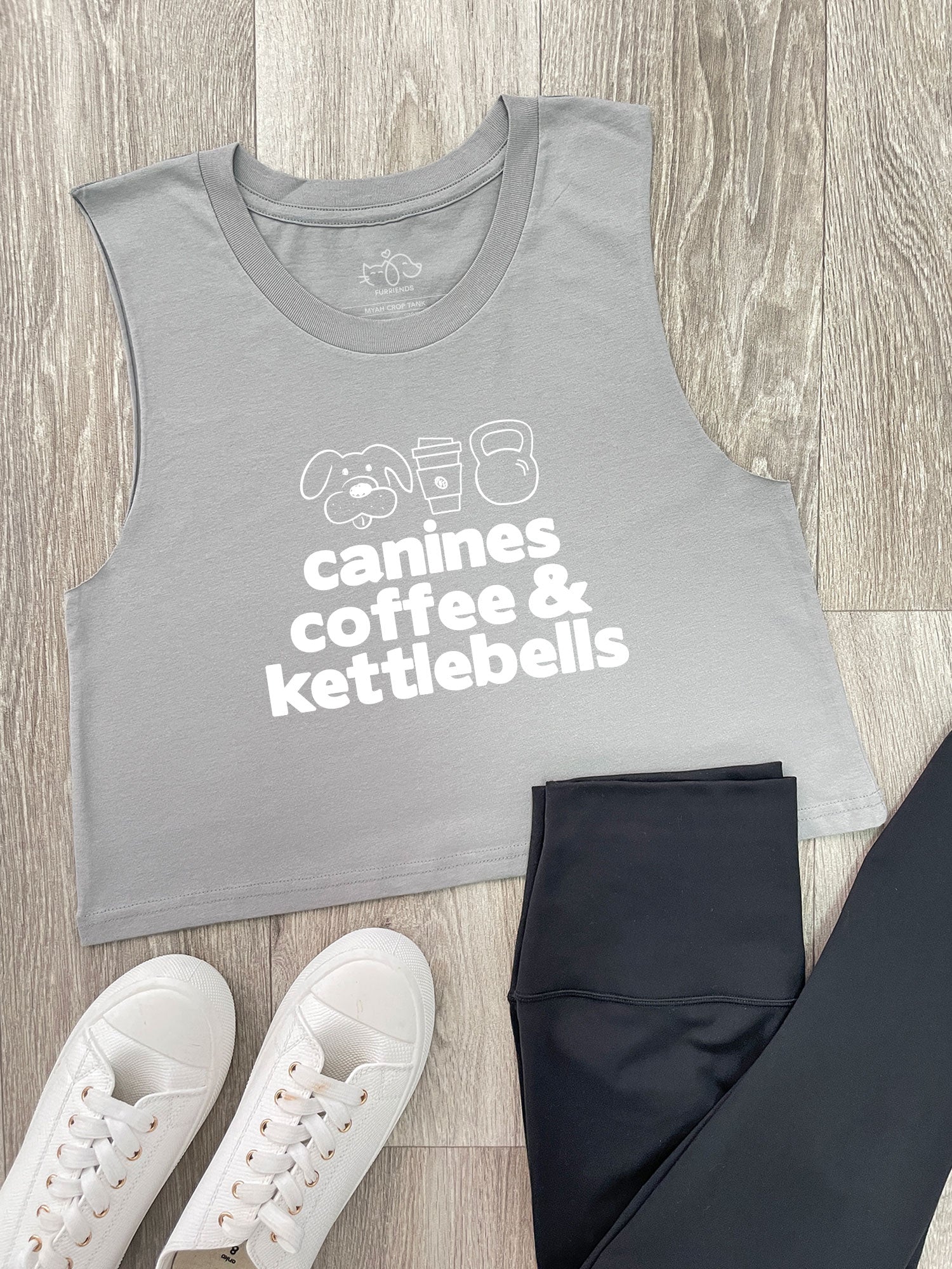 Canines, Coffee & Kettlebells Myah Crop Tank