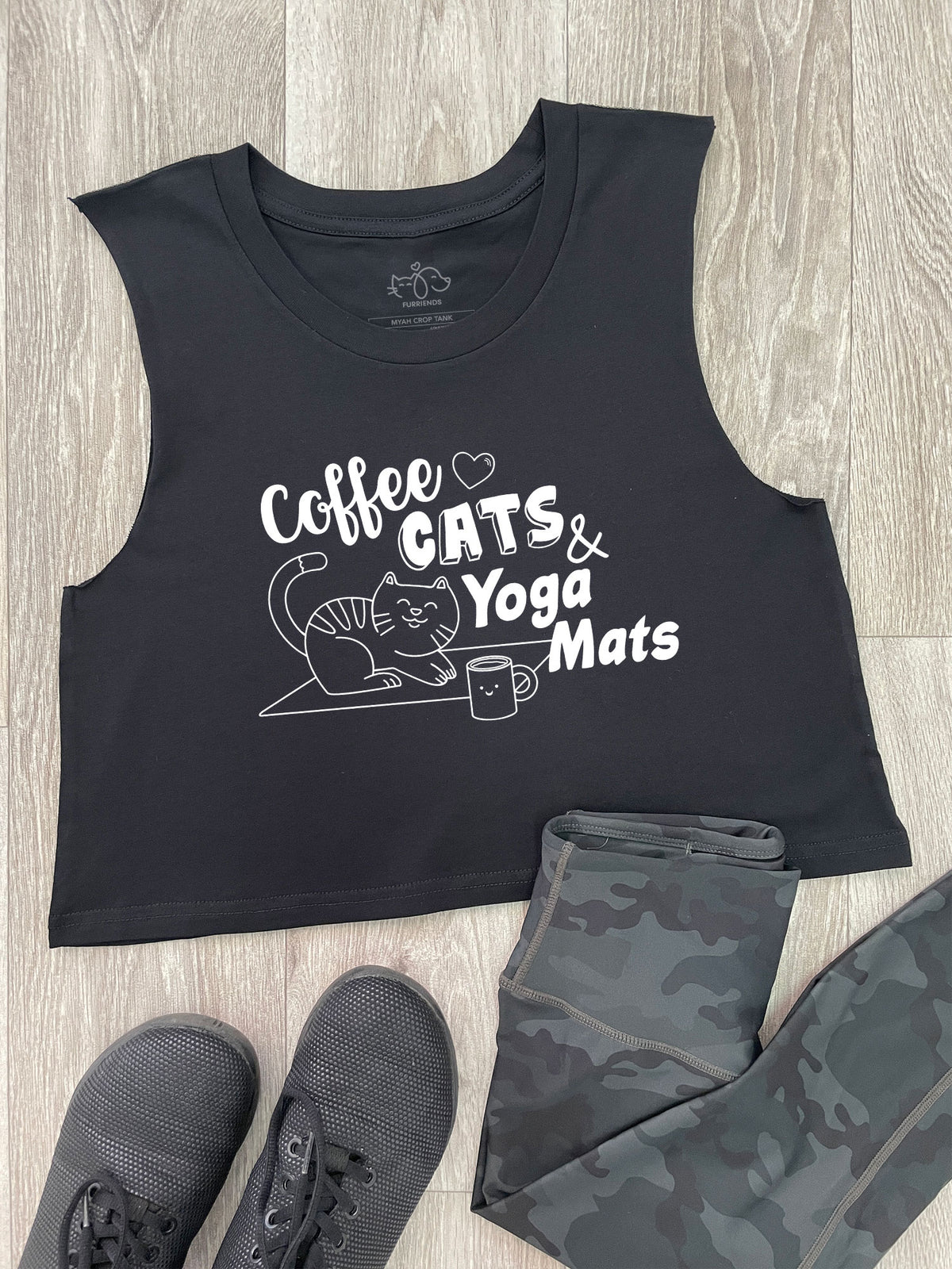 Coffee Cats &amp; Yoga Mats Myah Crop Tank