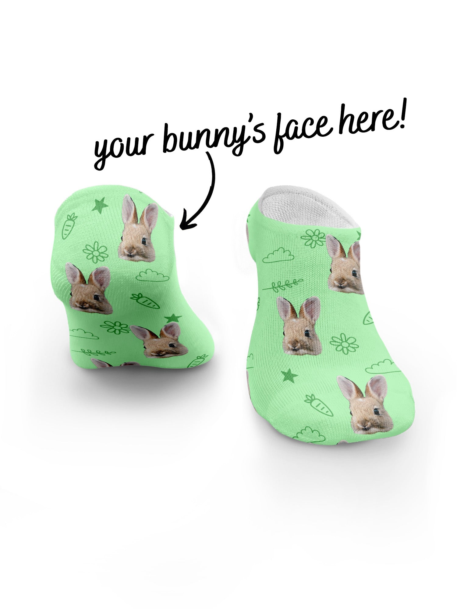 Custom Rabbit Face No-Show Socks