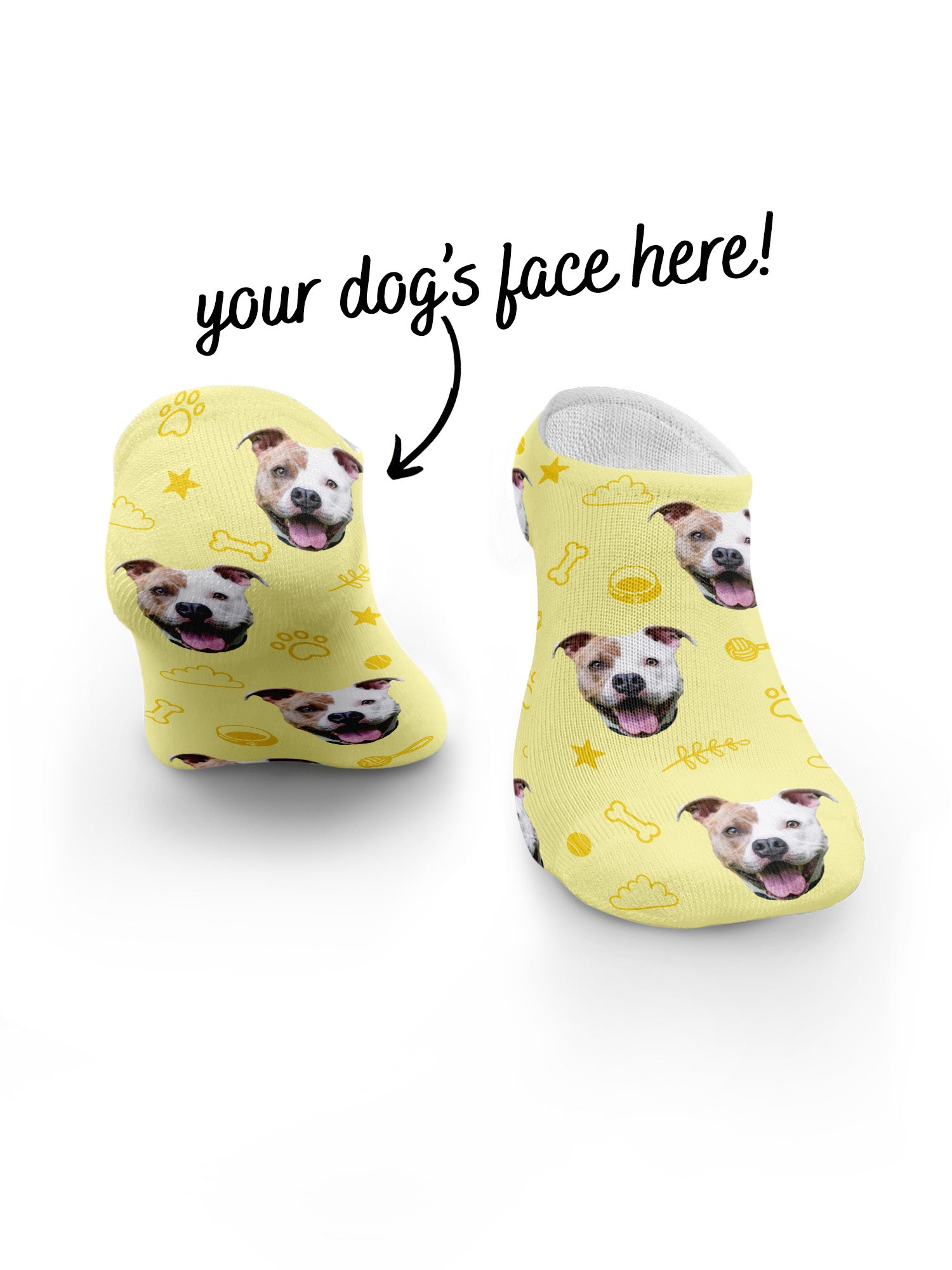 Custom Dog Face No-Show Socks