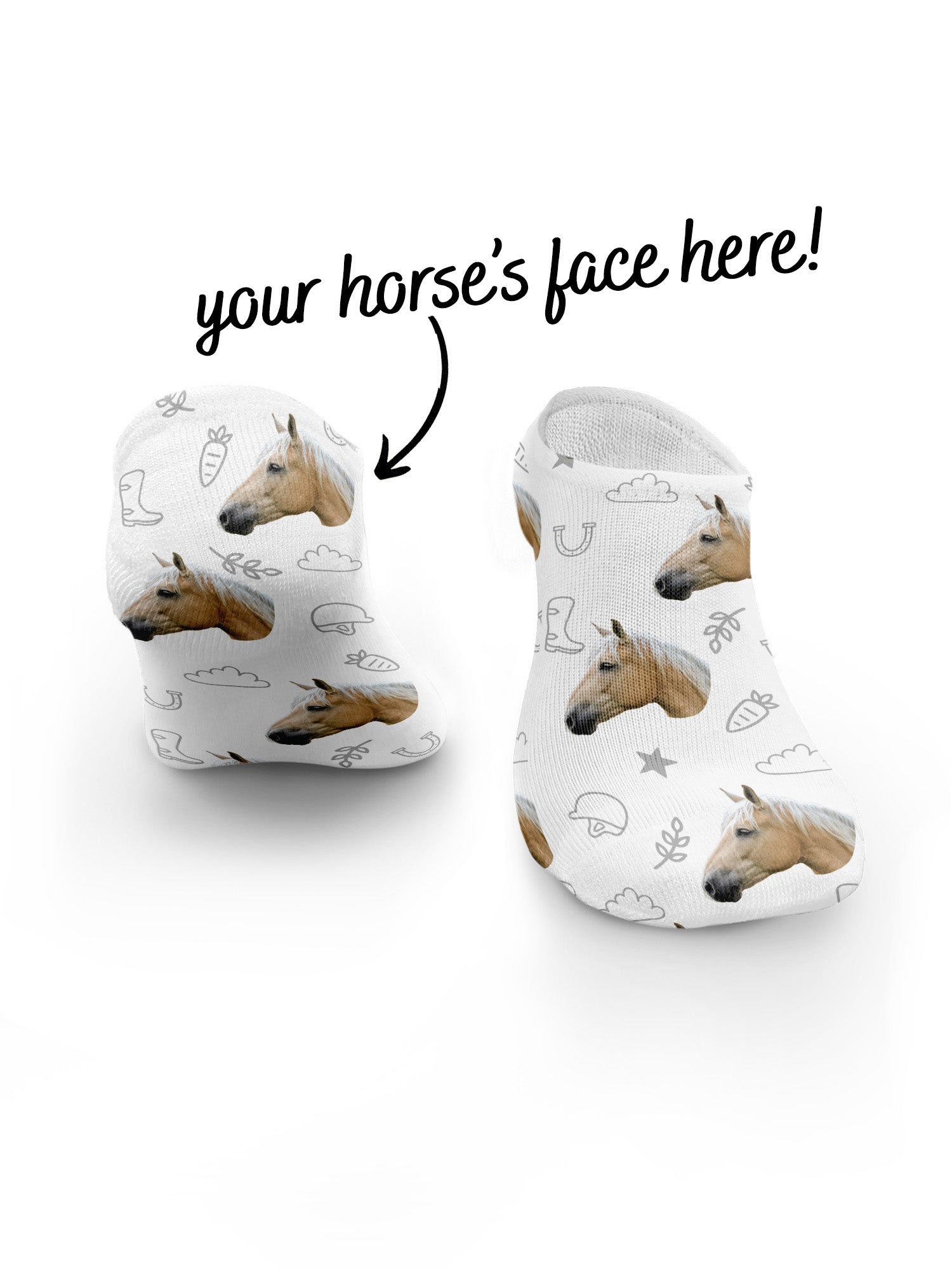 Custom Horse Face No-Show Socks