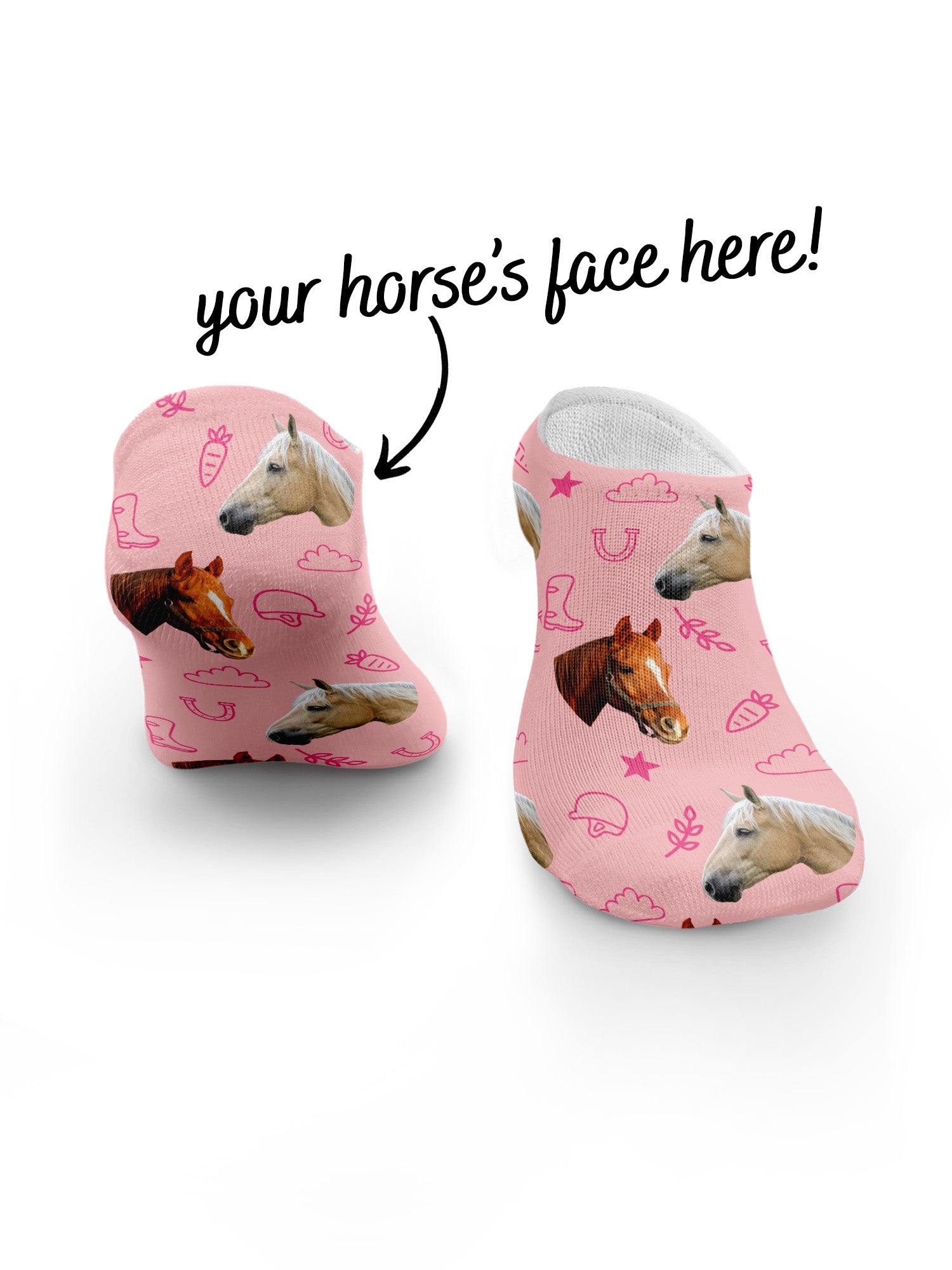 Custom Horse Face No-Show Socks