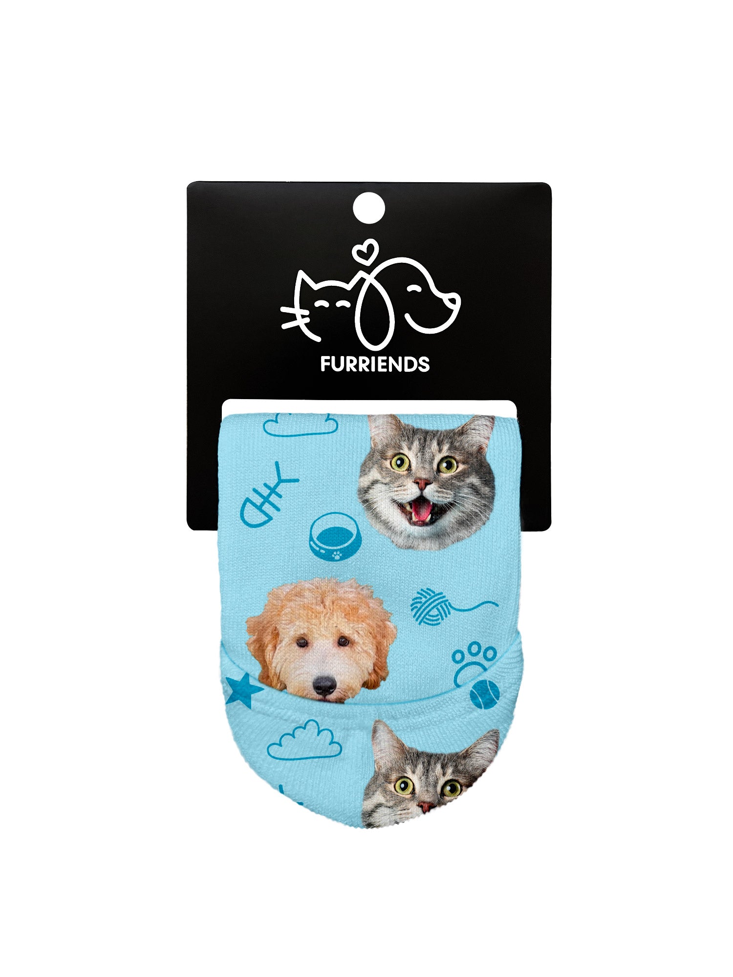 Custom Mixed Dog & Cat Face No-Show Socks