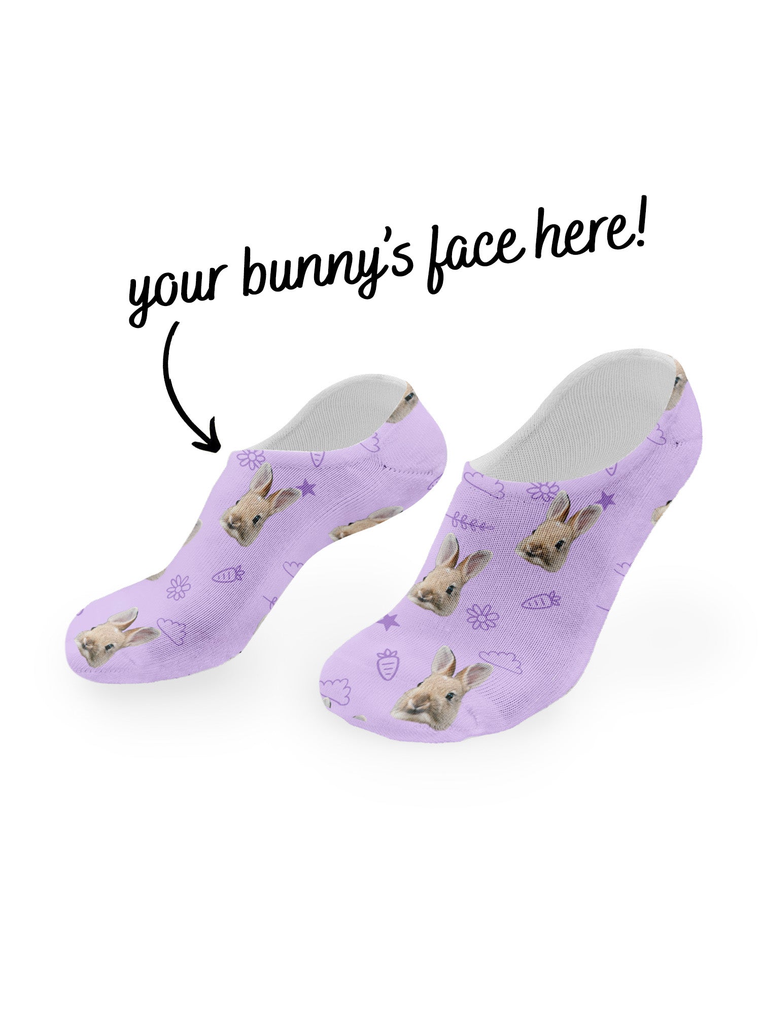 Custom Rabbit Face No-Show Socks