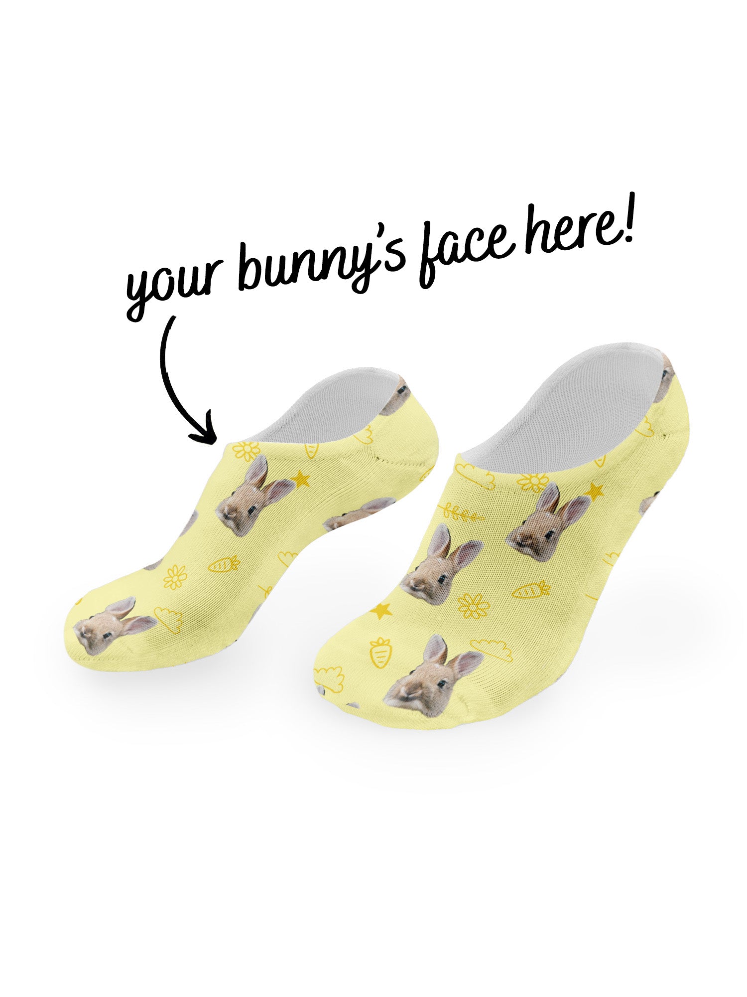 Custom Rabbit Face No-Show Socks