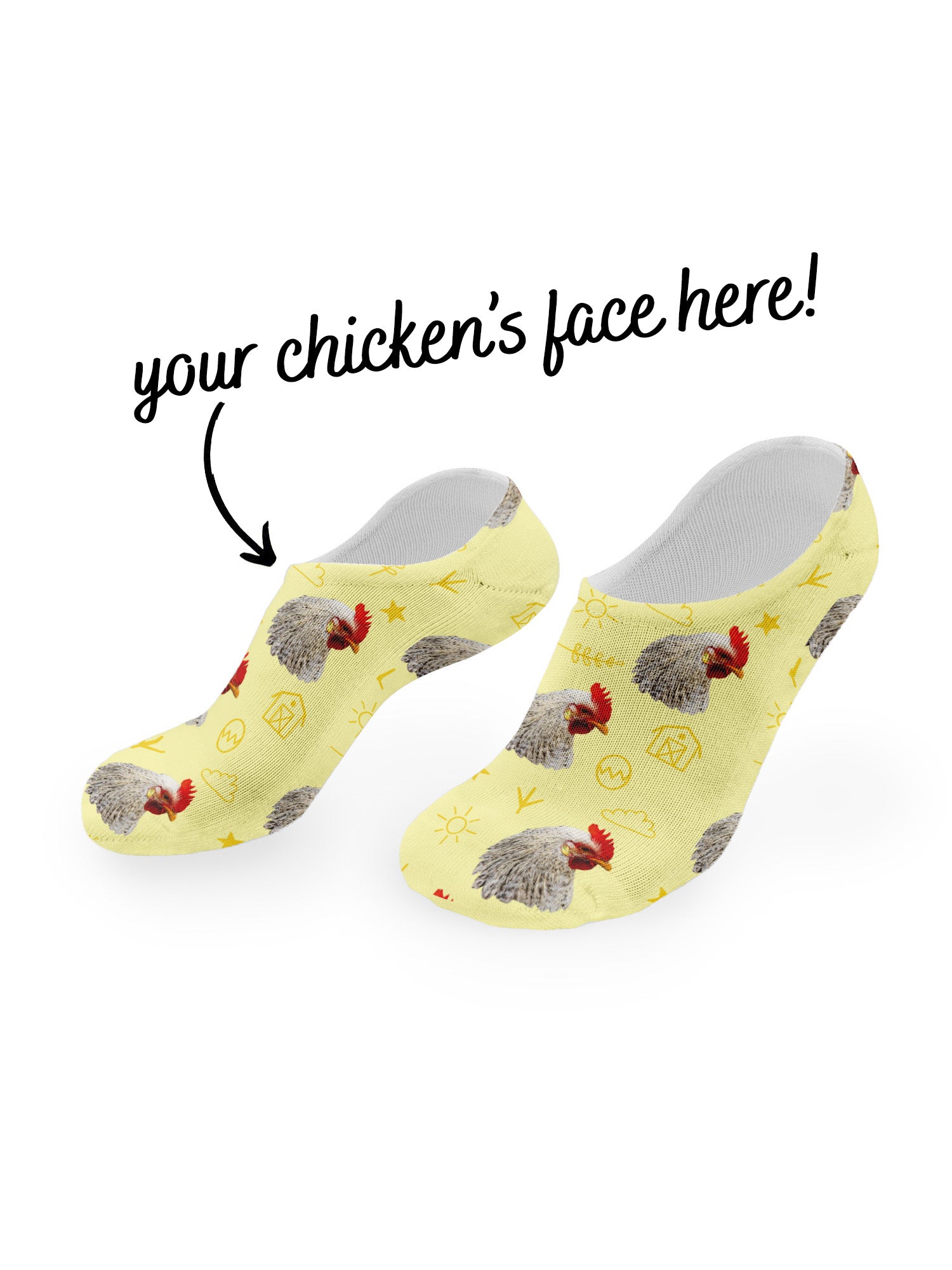 Custom Chicken Face No-Show Socks