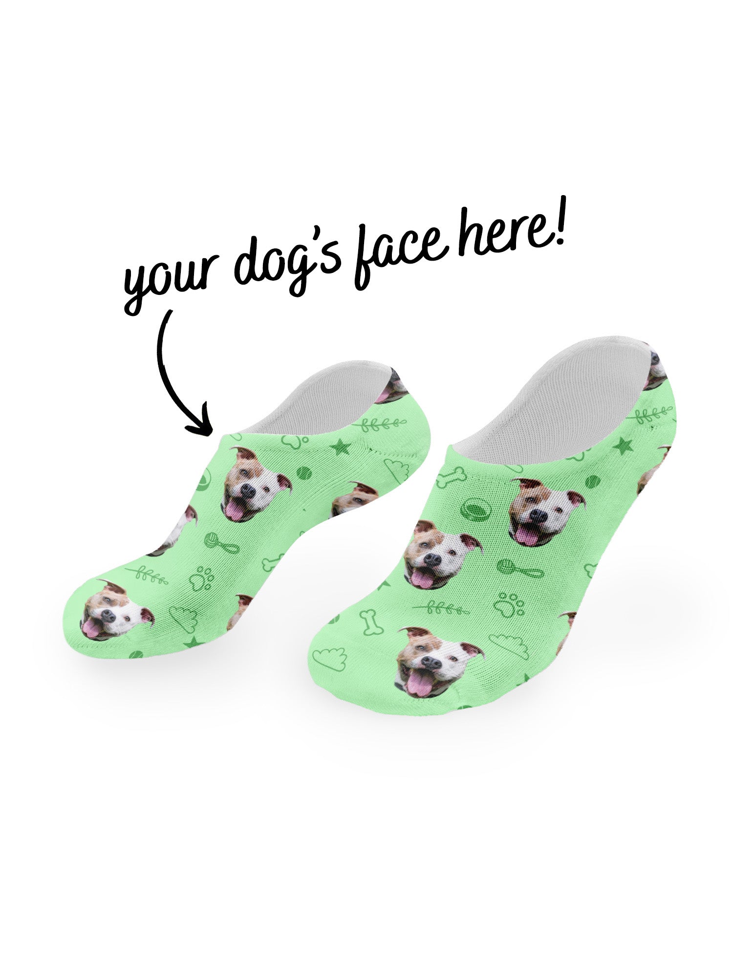 Custom Dog Face No-Show Socks