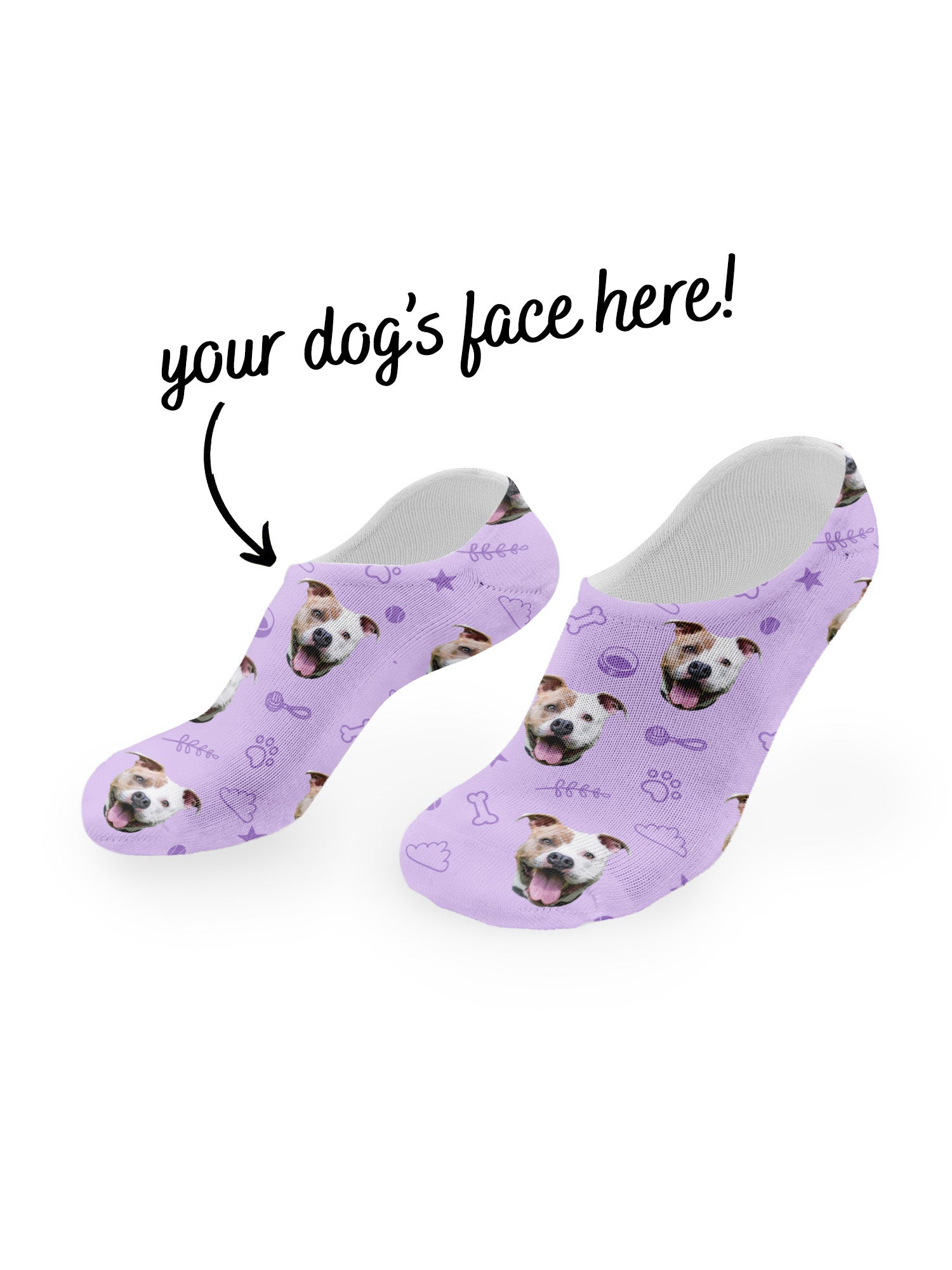 Custom Dog Face No-Show Socks