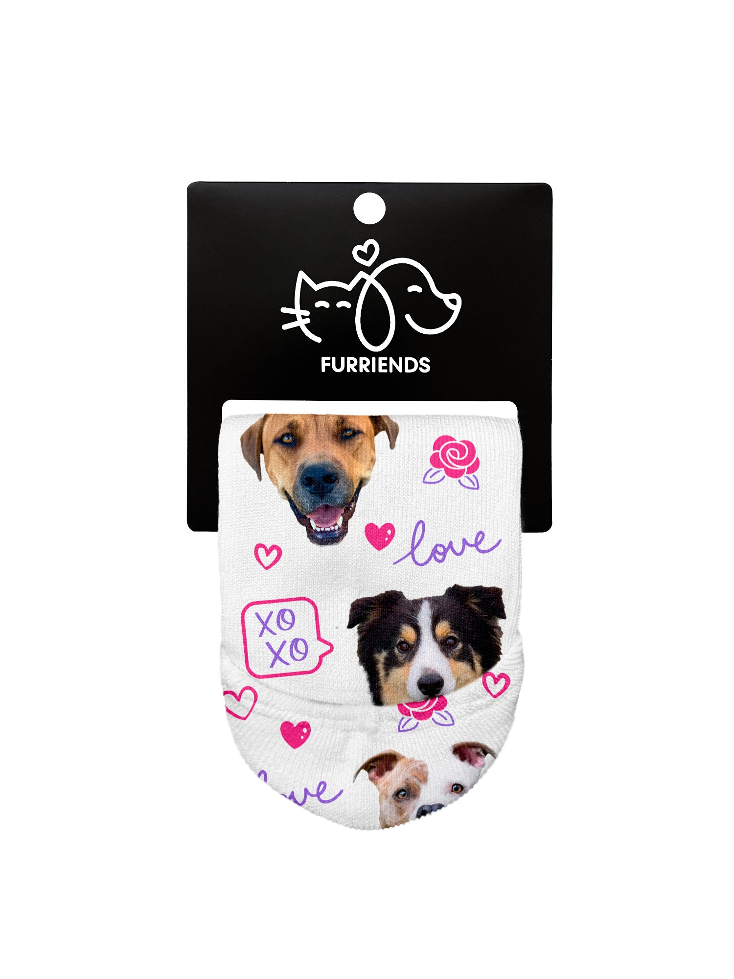 Custom Love Theme Pet Face No-Show Socks