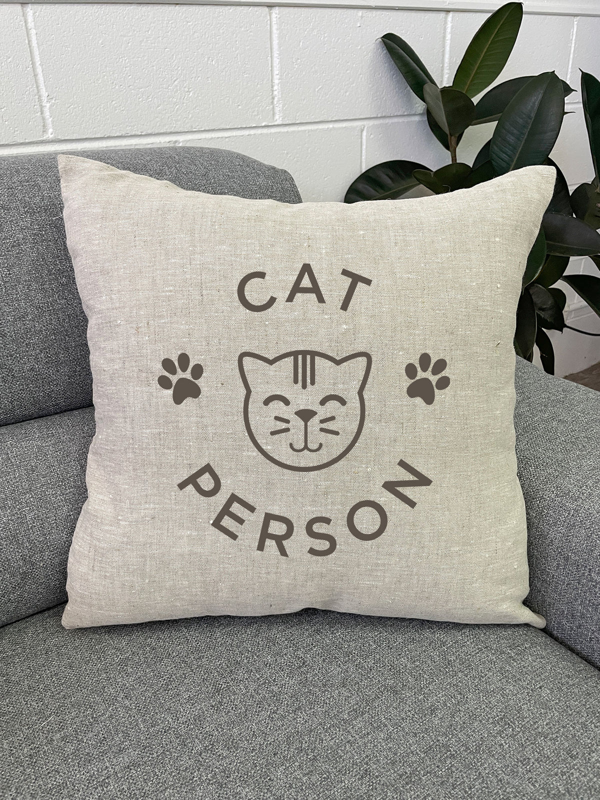 Cat Person Linen Cushion Cover