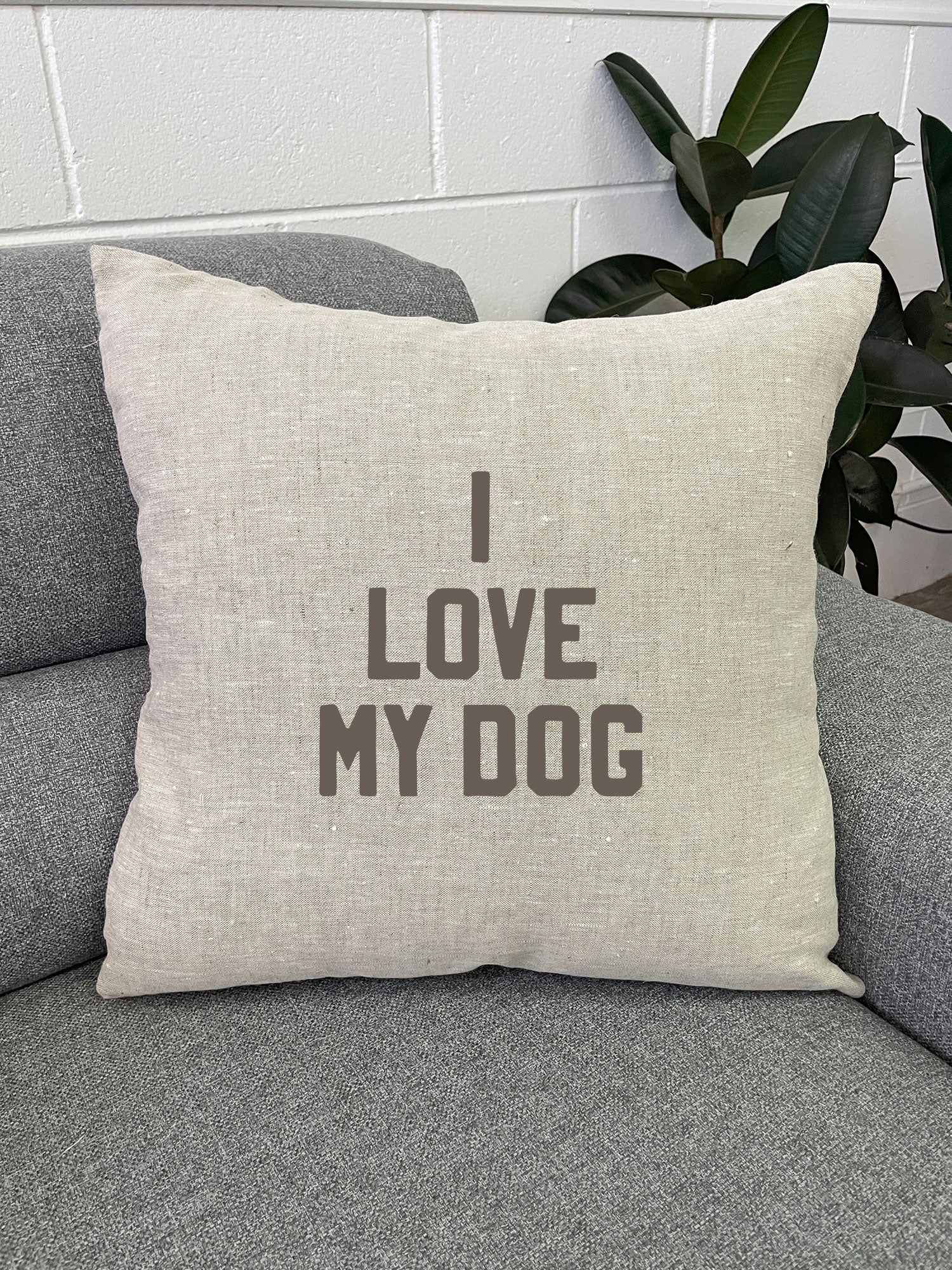 I Love My Dog Linen Cushion Cover