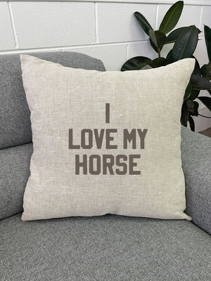 I Love My Horse Linen Cushion Cover