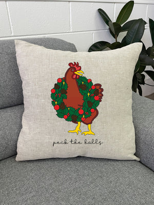 Peck The Halls Linen Cushion Cover