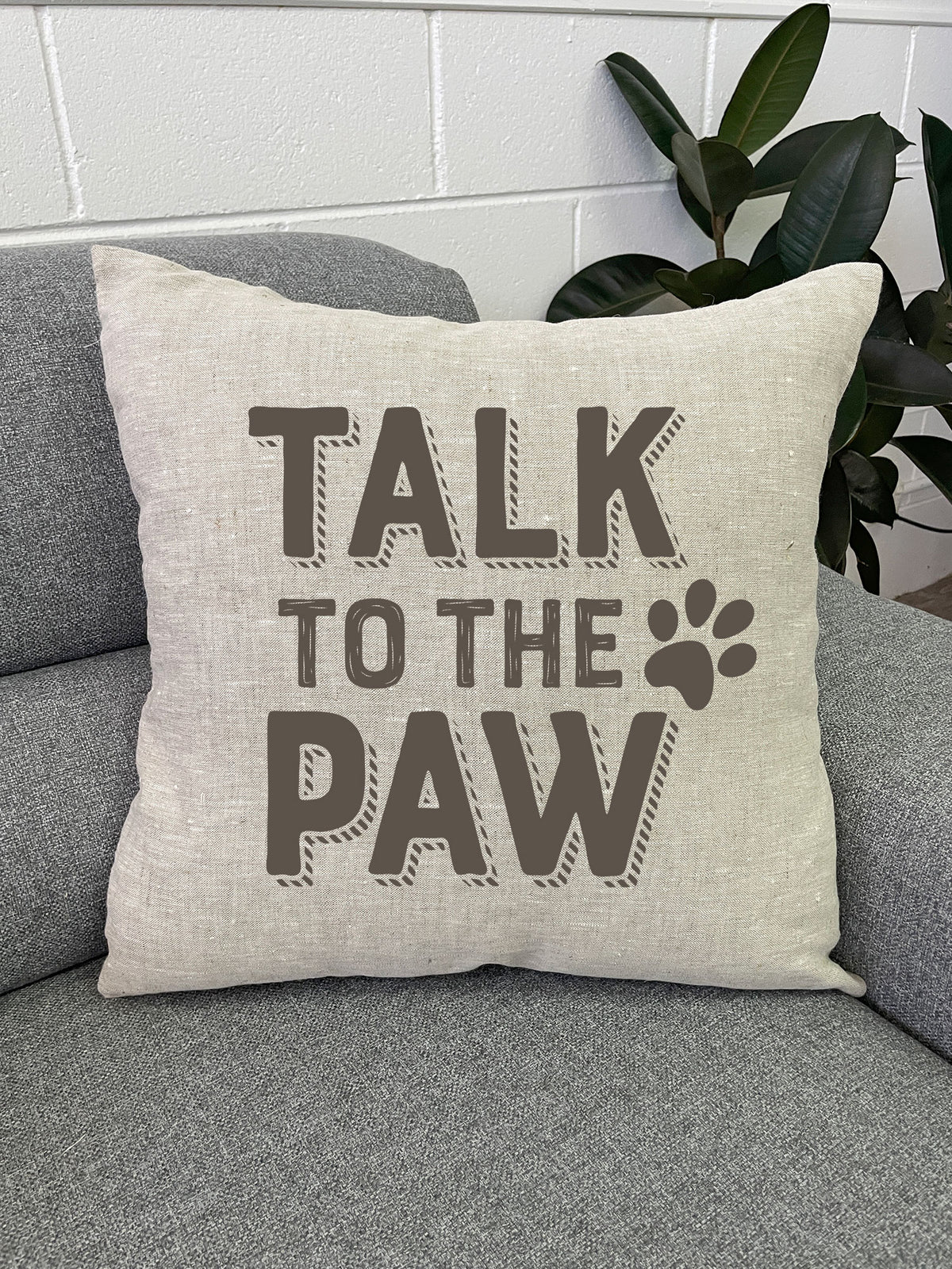 Talk To The Paw Linen Cushion Cover