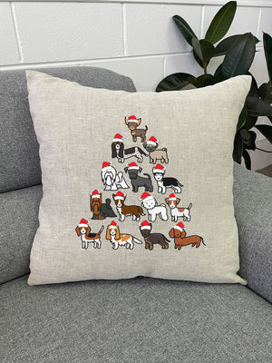 Merry Woofmas Tree Linen Cushion Cover