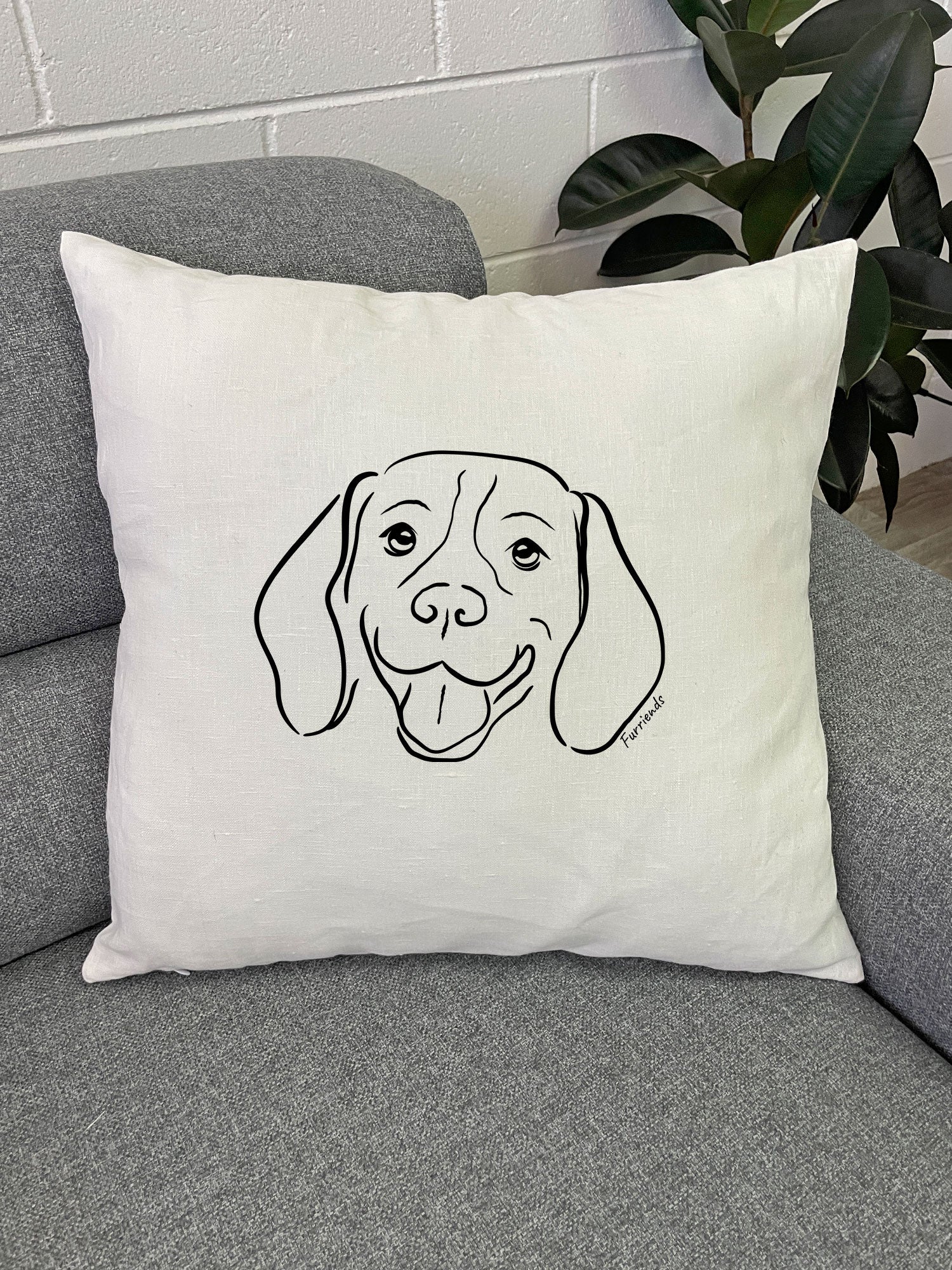 Beagle Linen Cushion Cover