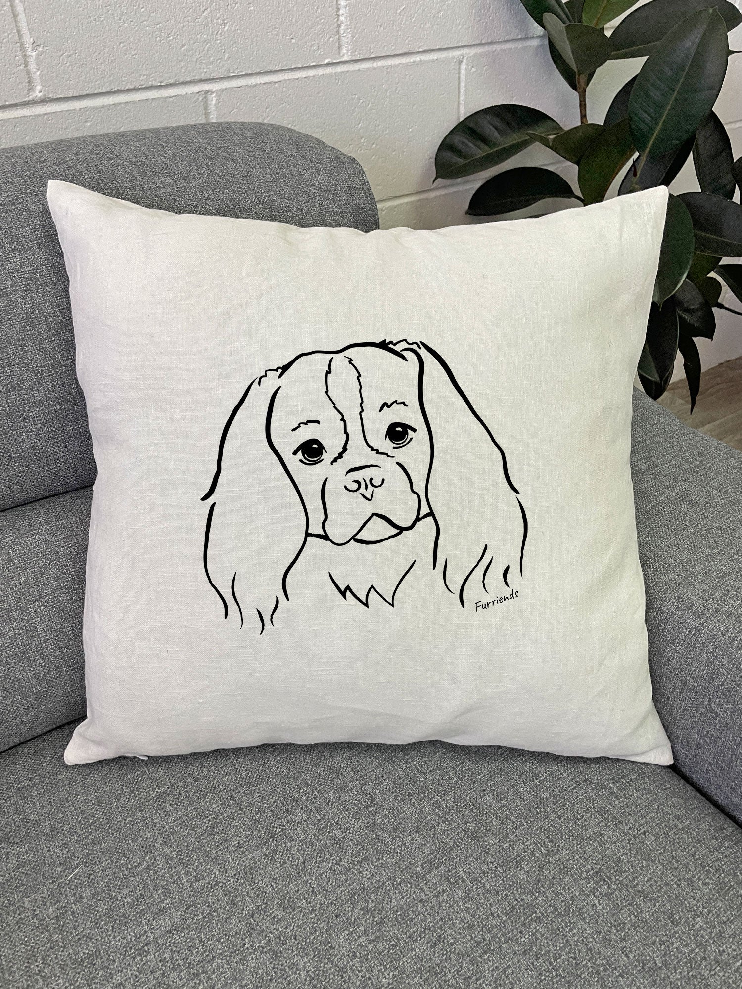 Cavalier King Charles Spaniel Linen Cushion Cover