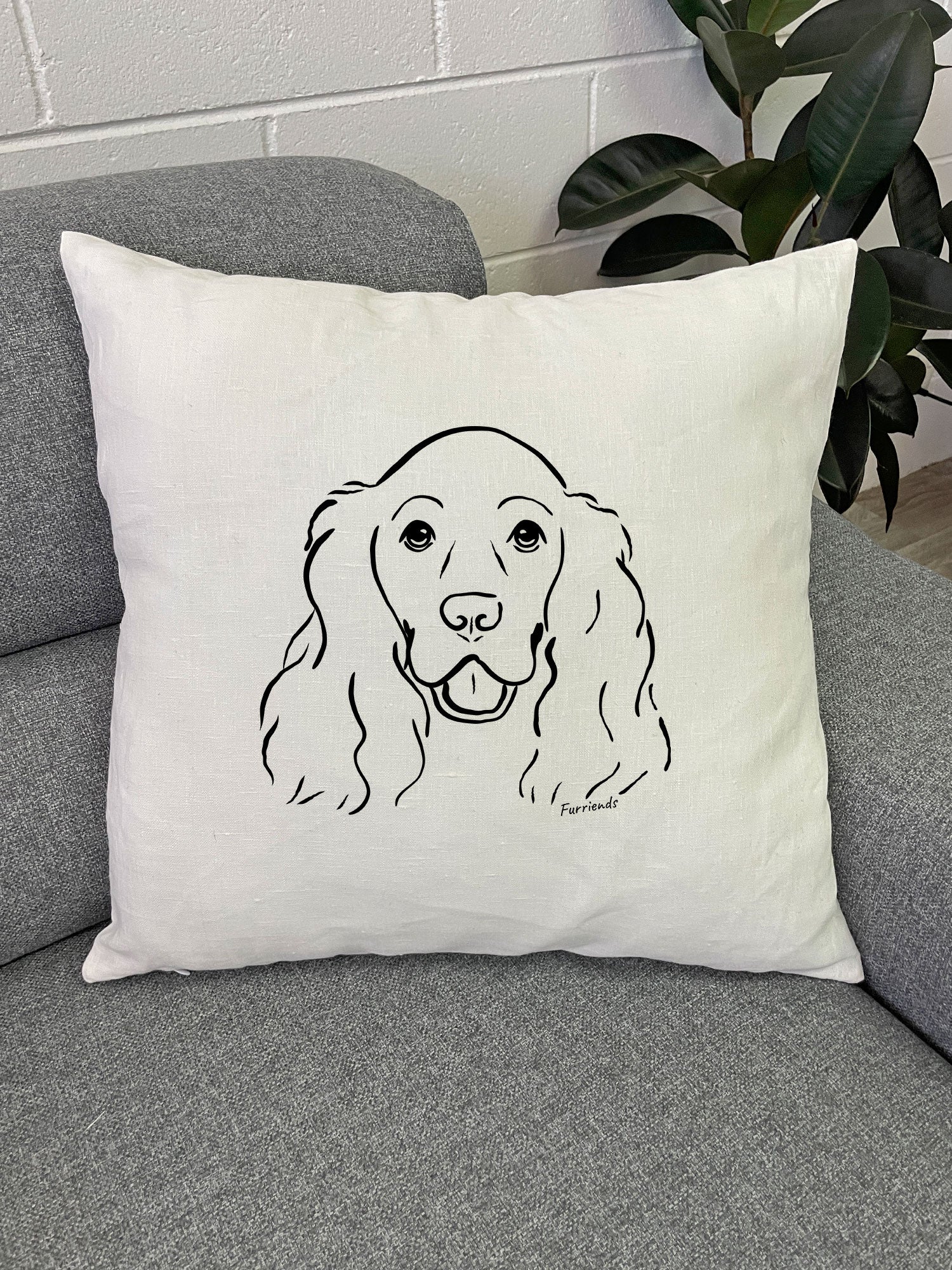 Cocker Spaniel Linen Cushion Cover