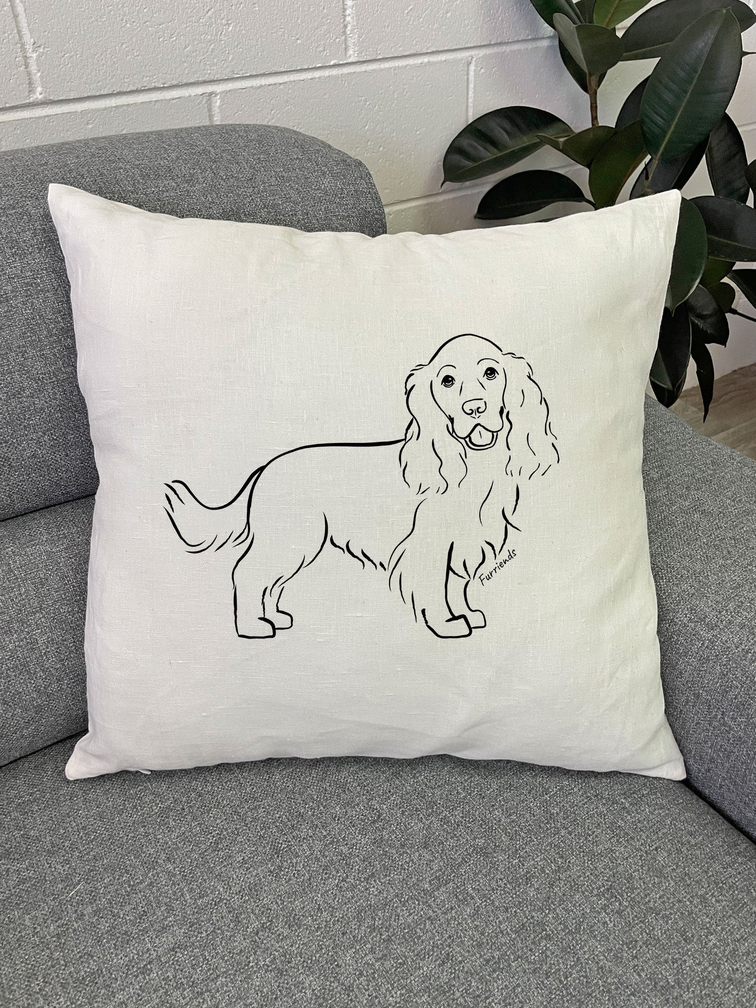 Cocker Spaniel Linen Cushion Cover