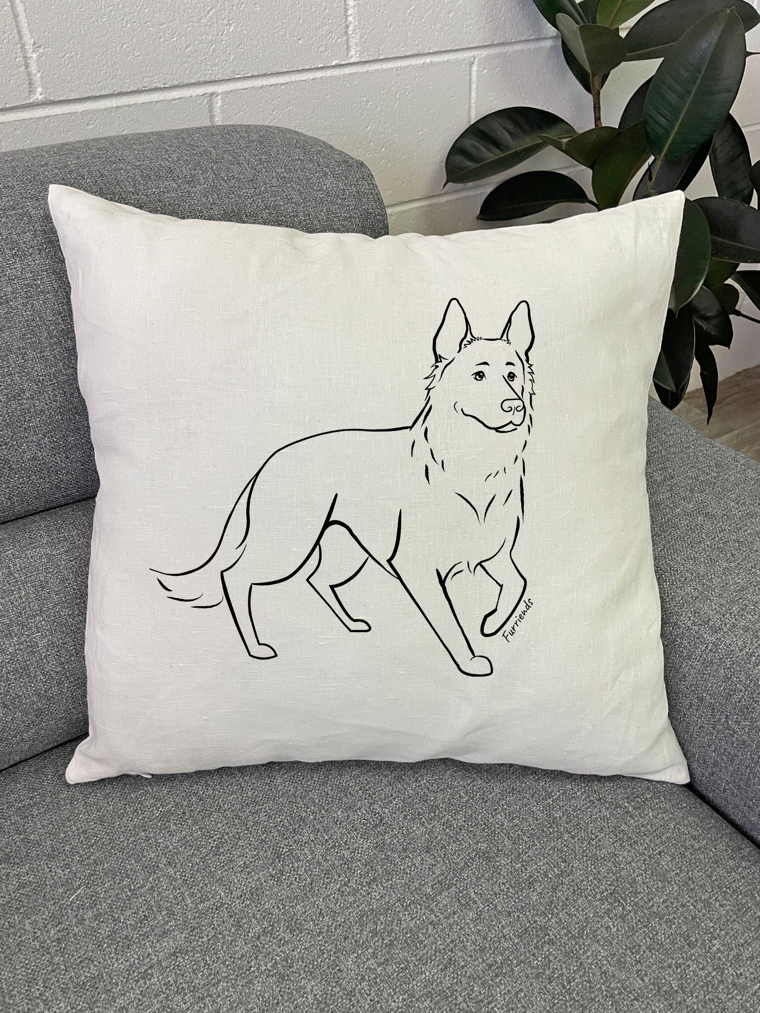 German Shepherd Linen Cushion Cover