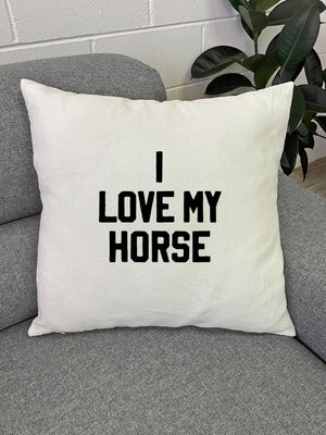 I Love My Horse Linen Cushion Cover