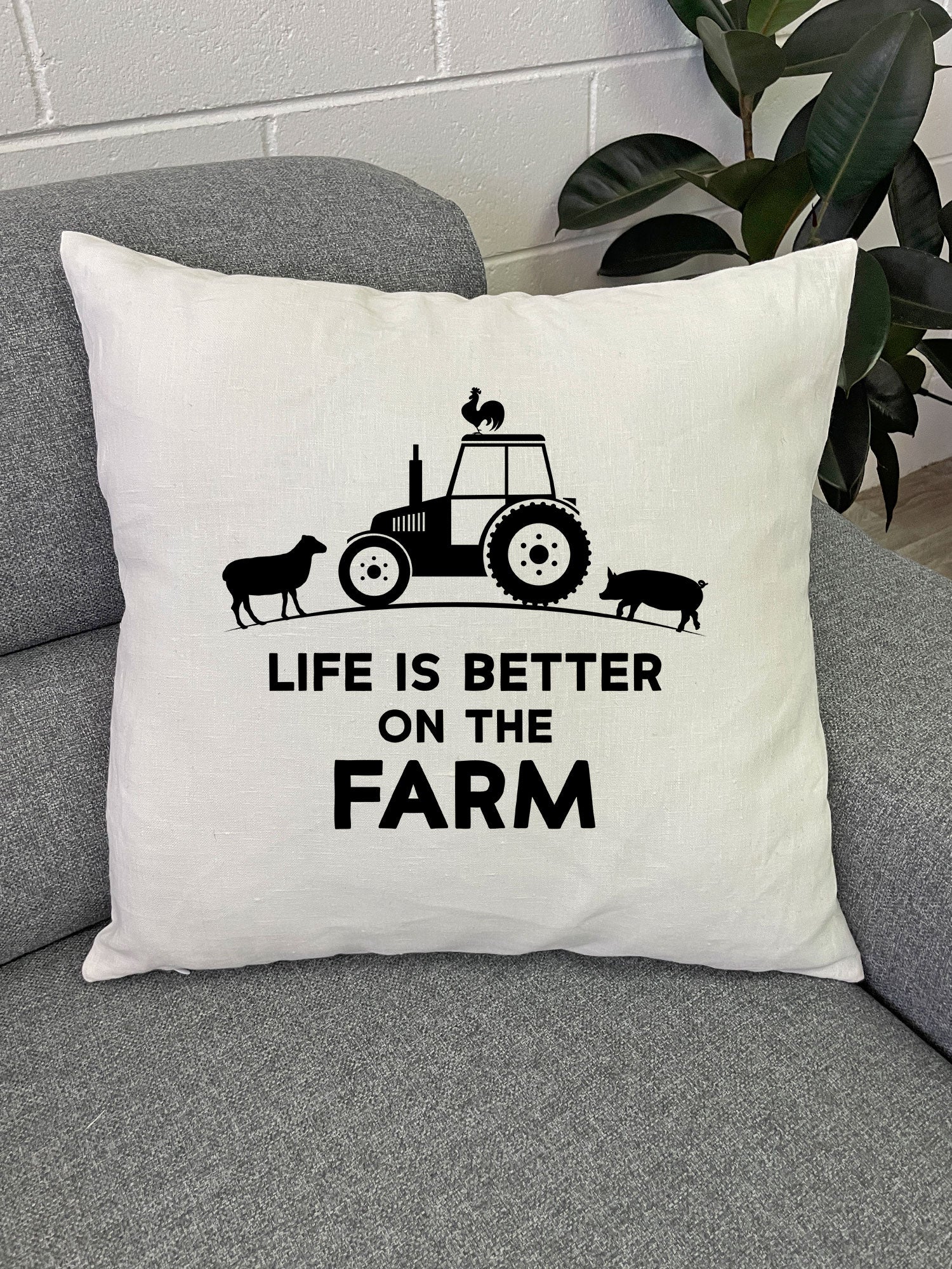 Farm Life Linen Cushion Cover