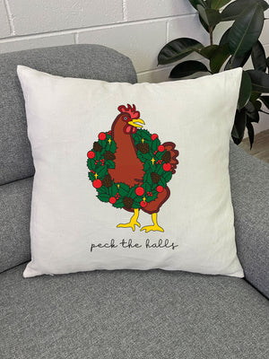 Peck The Halls Linen Cushion Cover