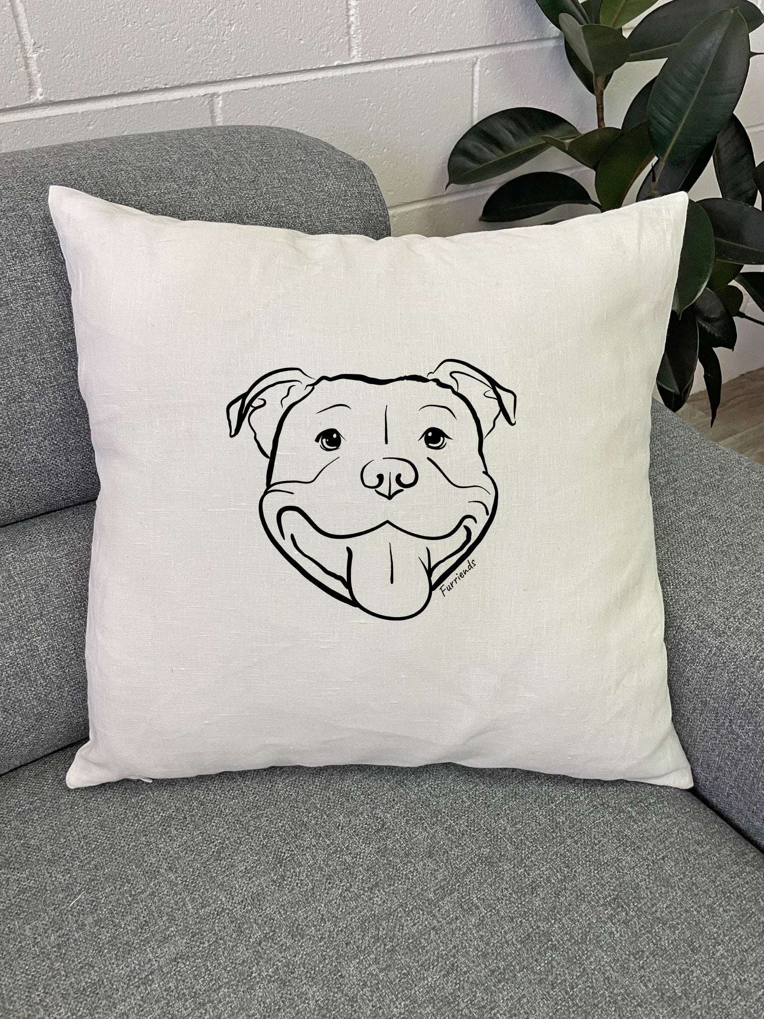 Staffordshire Bull Terrier Linen Cushion Cover