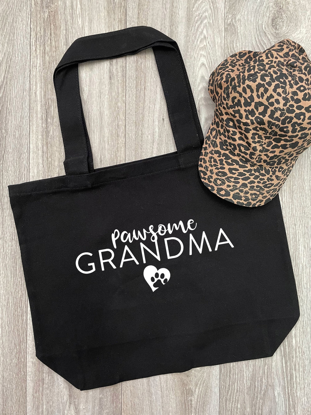 Pawsome Grandma Cotton Canvas Shoulder Tote Bag