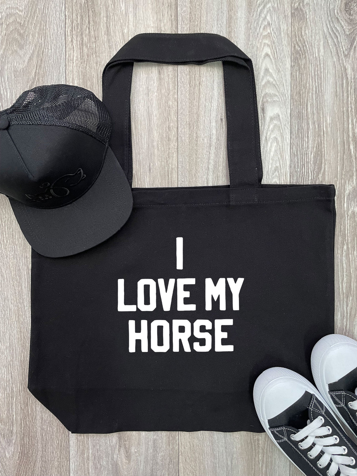 I Love My Horse Cotton Canvas Shoulder Tote Bag