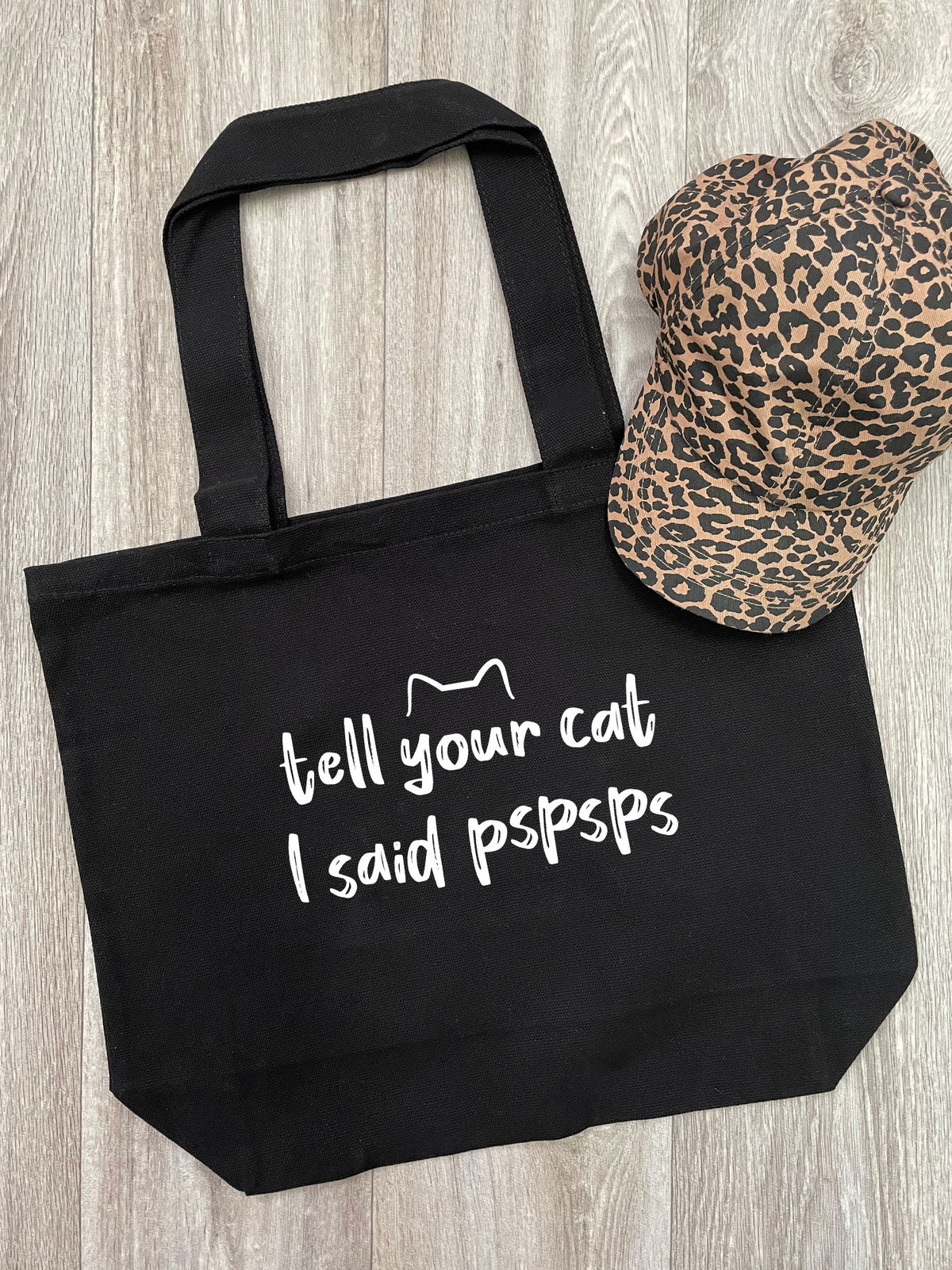 Tell Your Cat I Said pspsps Cotton Canvas Shoulder Tote Bag