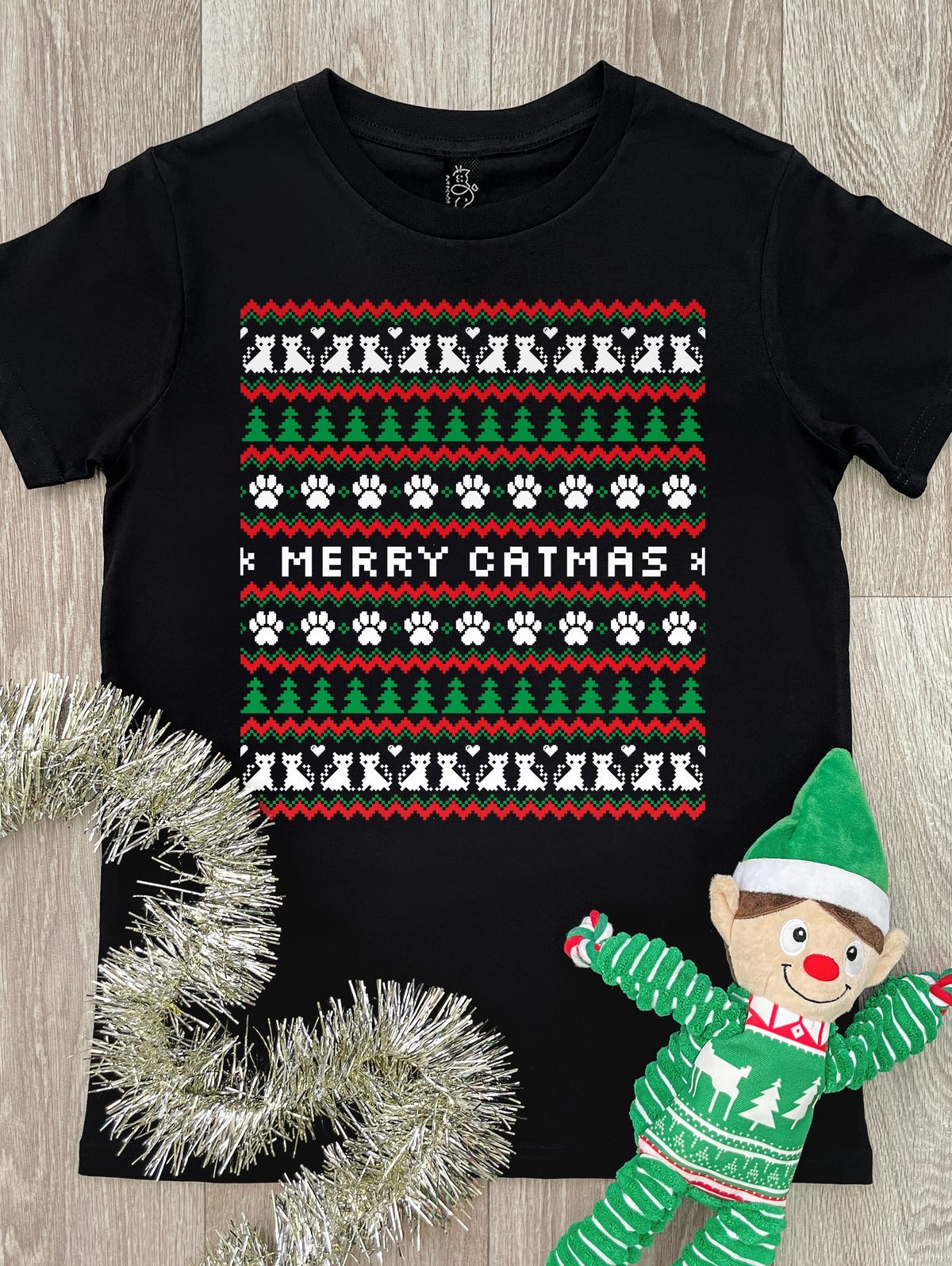 Merry Catmas Ugly Sweater Youth Tee