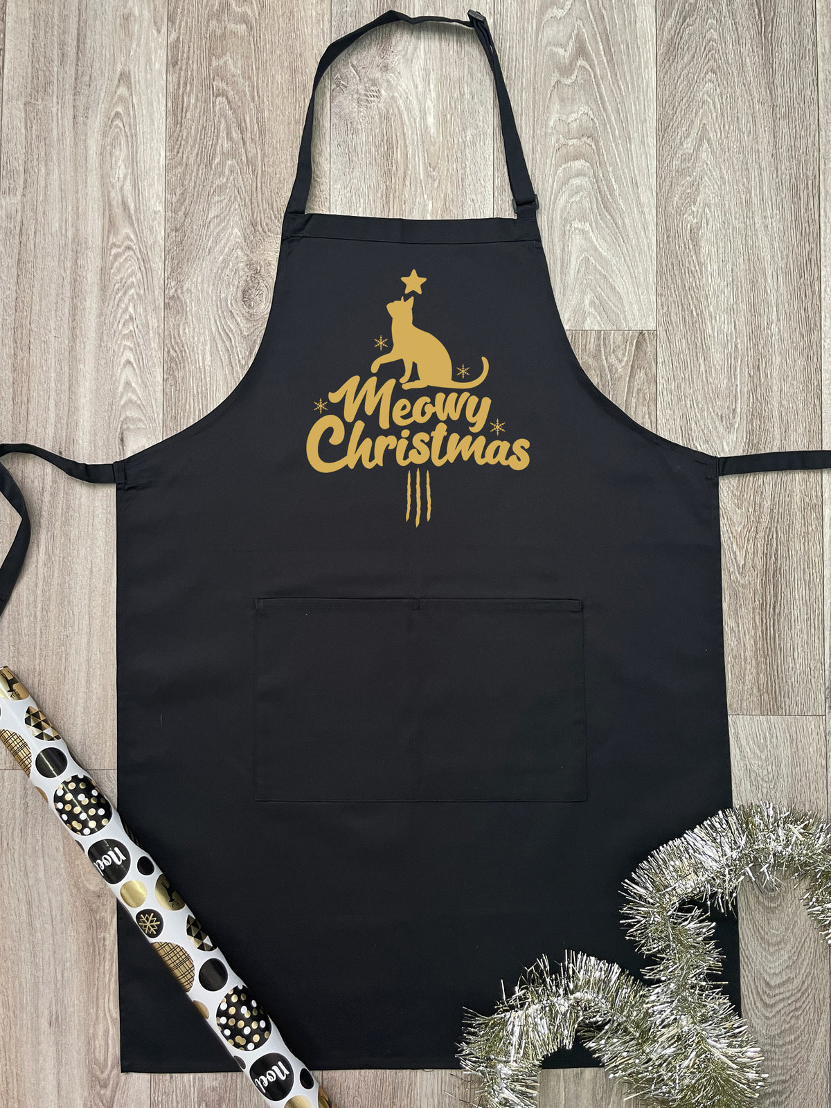 Meowy Christmas Bib Apron