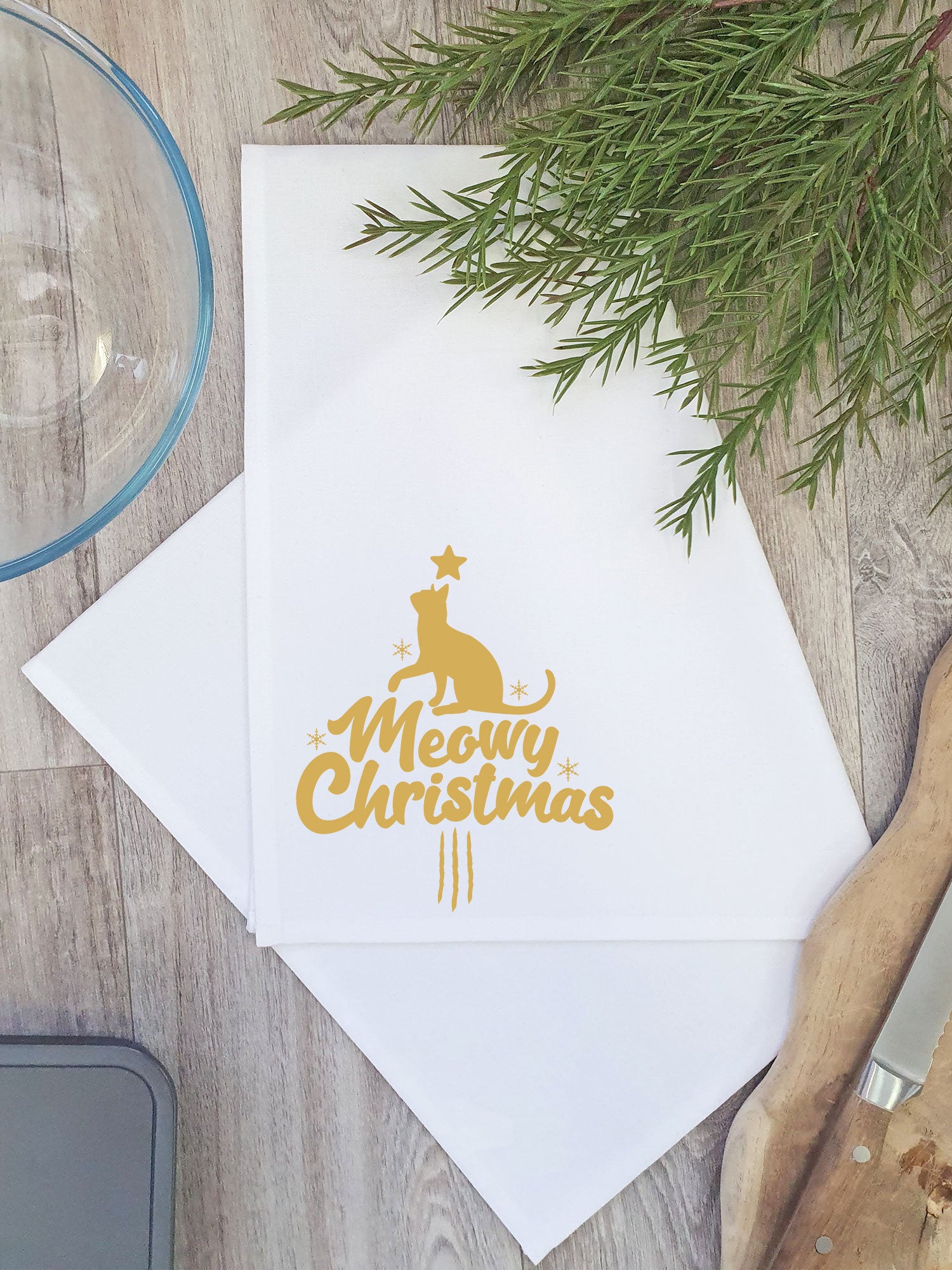 Meowy Christmas Tea Towel