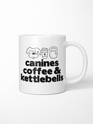 Canines, Coffee & Kettlebells Ceramic Mug