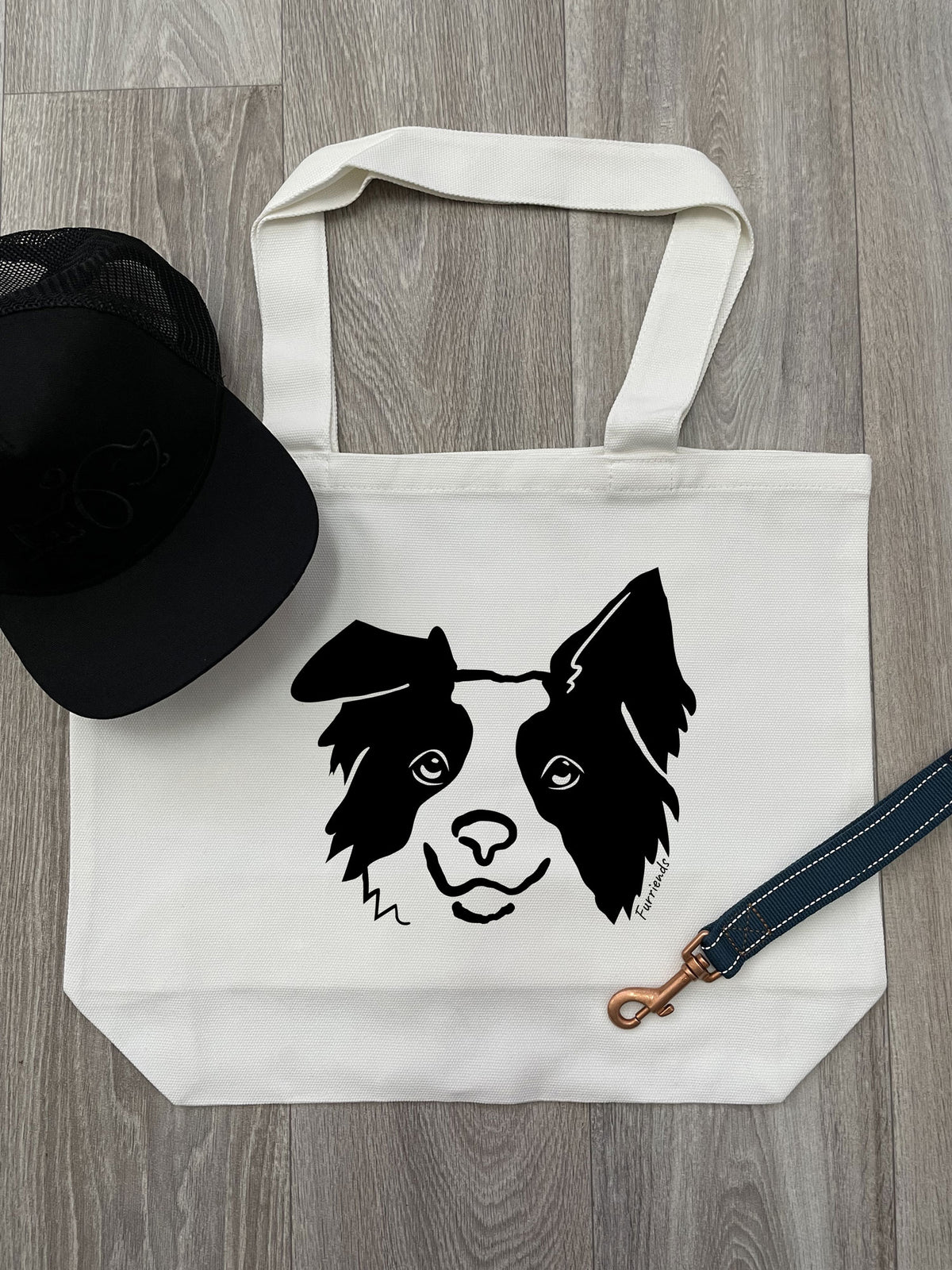 Border Collie Cotton Canvas Shoulder Tote Bag