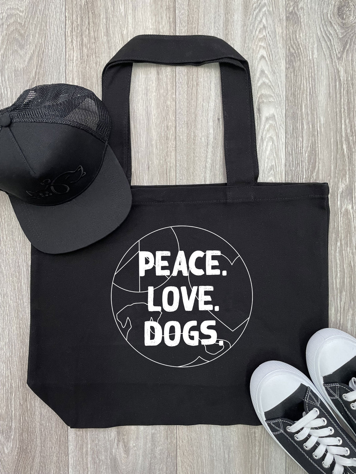 Peace. Love. Dogs. Cotton Canvas Shoulder Tote Bag