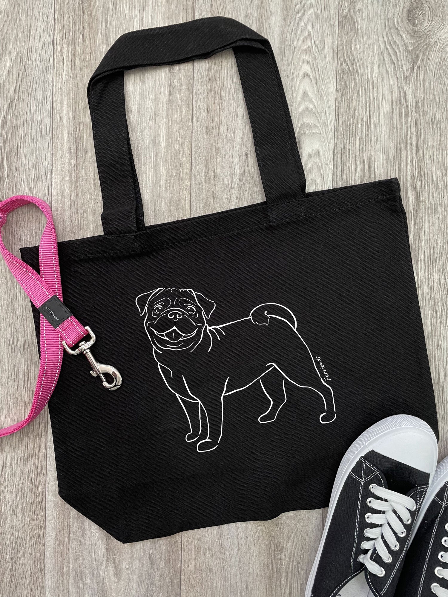 Pug Cotton Canvas Shoulder Tote Bag