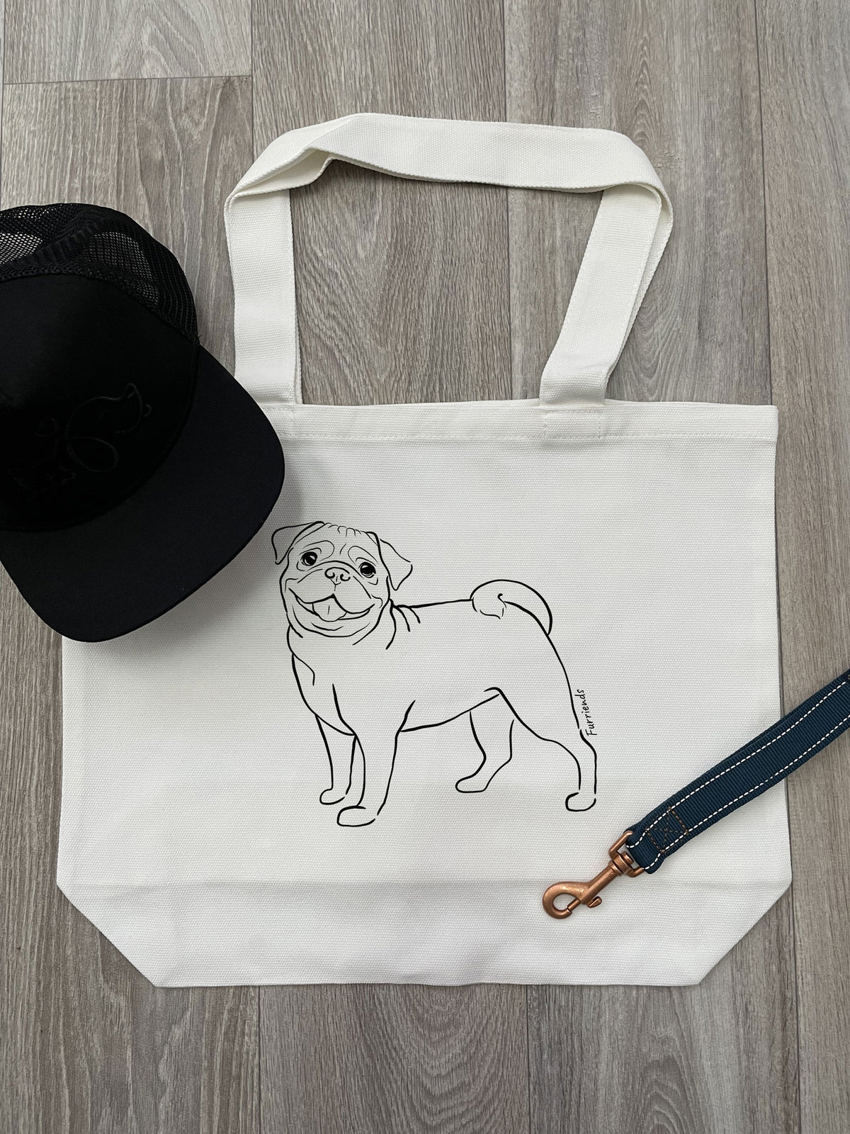 Pug Cotton Canvas Shoulder Tote Bag